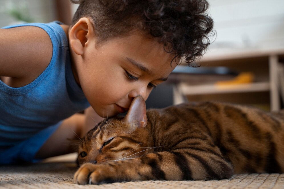 gatos y niños